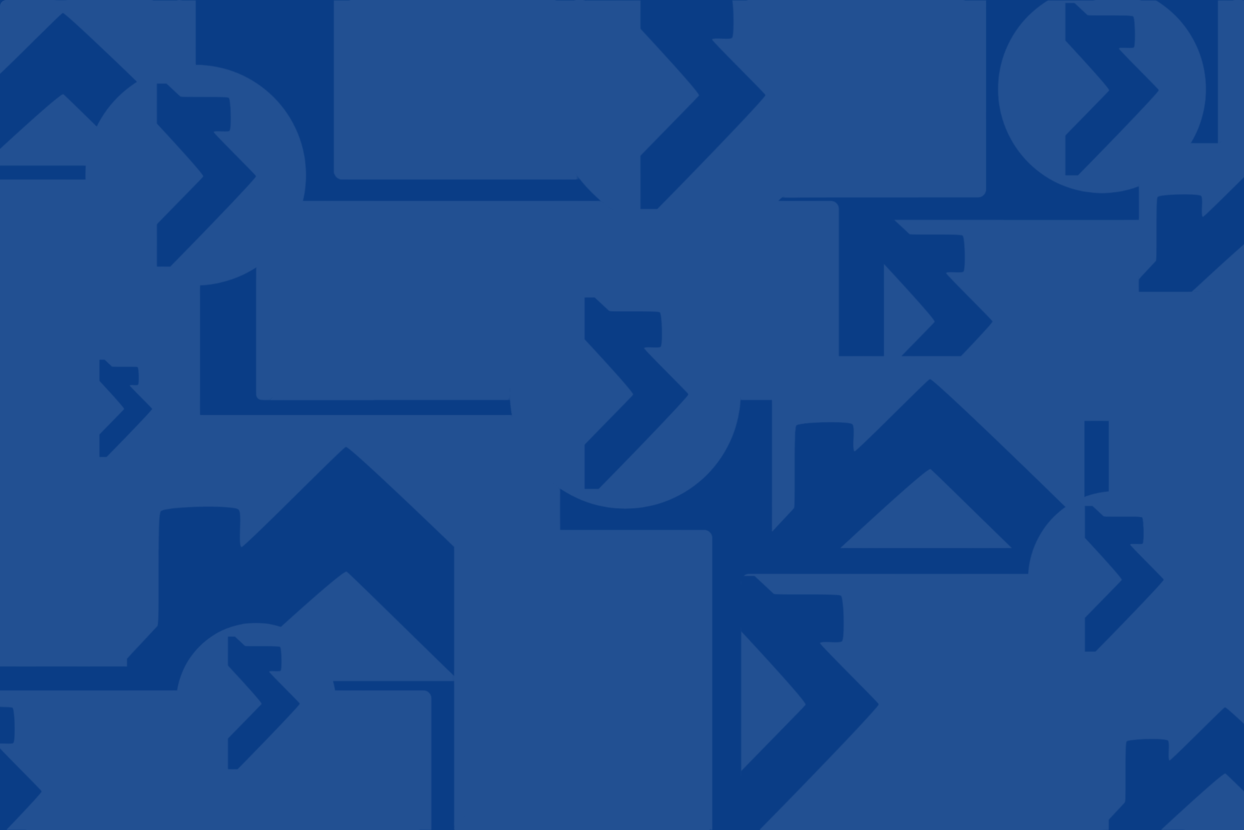 DWCDC Brand Pattern in blue, consisting of various abstract house shapes and arrows pointing forward.