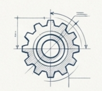 Technical drawing of a gear with dimensions and angular measurements.