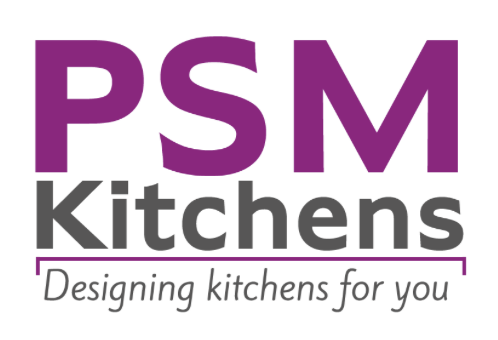 Logo for PSM Kitchens with the tagline 'Designing kitchens for you'