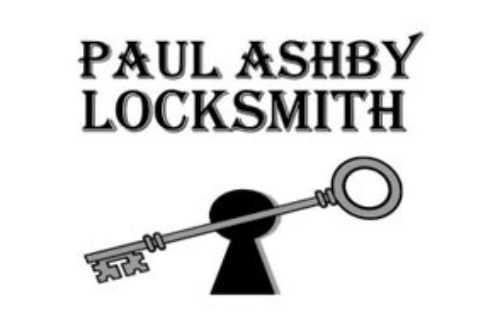 Logo for Paul Ashby Locksmith featuring a key.