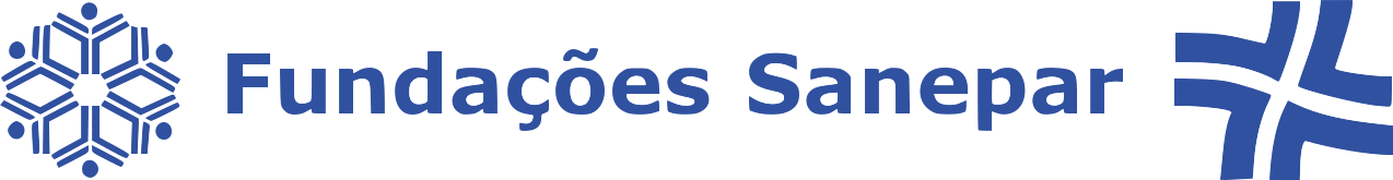 Logo da Fundação Sanepar, contendo um símbolo de desenho de neve ou floco de neve ao lado do texto.