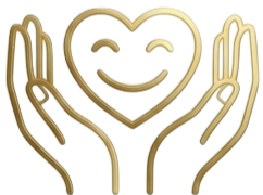 Ilustração de mãos segurando um coração sorridente.