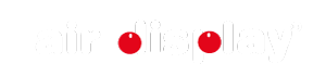 Logo mit weißem Hintergrund, schwarzer, roter und grauer Schrift, gelesen als 'air displlay'
