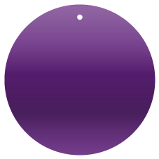 Lila, kreisförmiges Objekt mit dunklerem horizontalen Streifen in der Mitte und einem kleinen Punkt oben