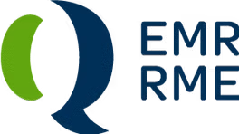 Logo des Erfahrung Medizinisches Register "EMR" mit grünen und blauen Elementen.
