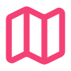 Icono de un mapa abierto en rosa