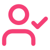 Ícono de una figura humana con una marca de verificación.