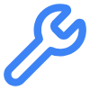 Icono de una llave inglesa azul.