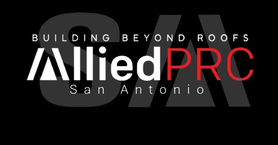Logo for Allied PRC, a construction company in San Antonio, with the slogan 'Building Beyond Roofs'.