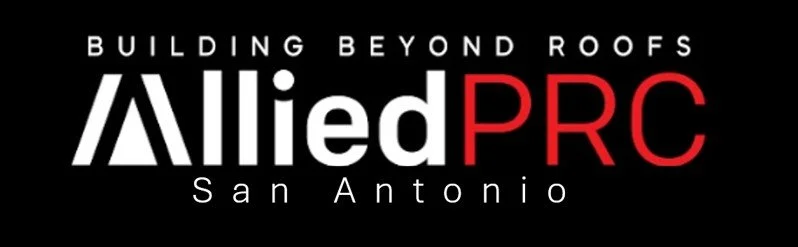Allied PRC logo with the slogan 'Building Beyond Roofs' and location 'San Antonio' in black, white, and red colors.