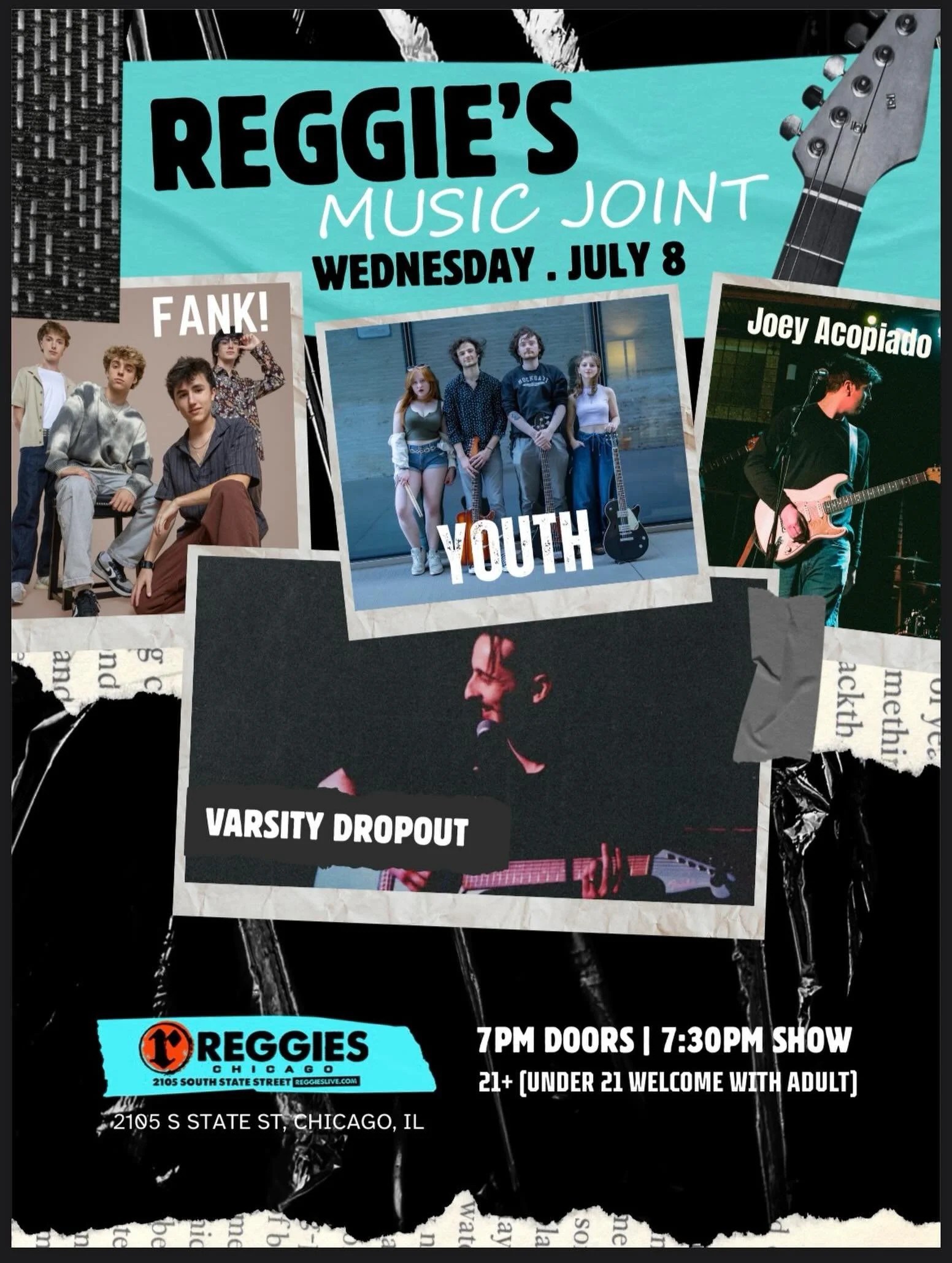 Kick off July @reggieslive with music from your favorite Chicago locals ☀️ mark your calendars now and we&rsquo;ll see you there!

7pm doors - $12 adv $15 dos
Ticket link in @redthreadmanagement bio
21+ (under 21 welcome if accompanied by adult) 

Fl