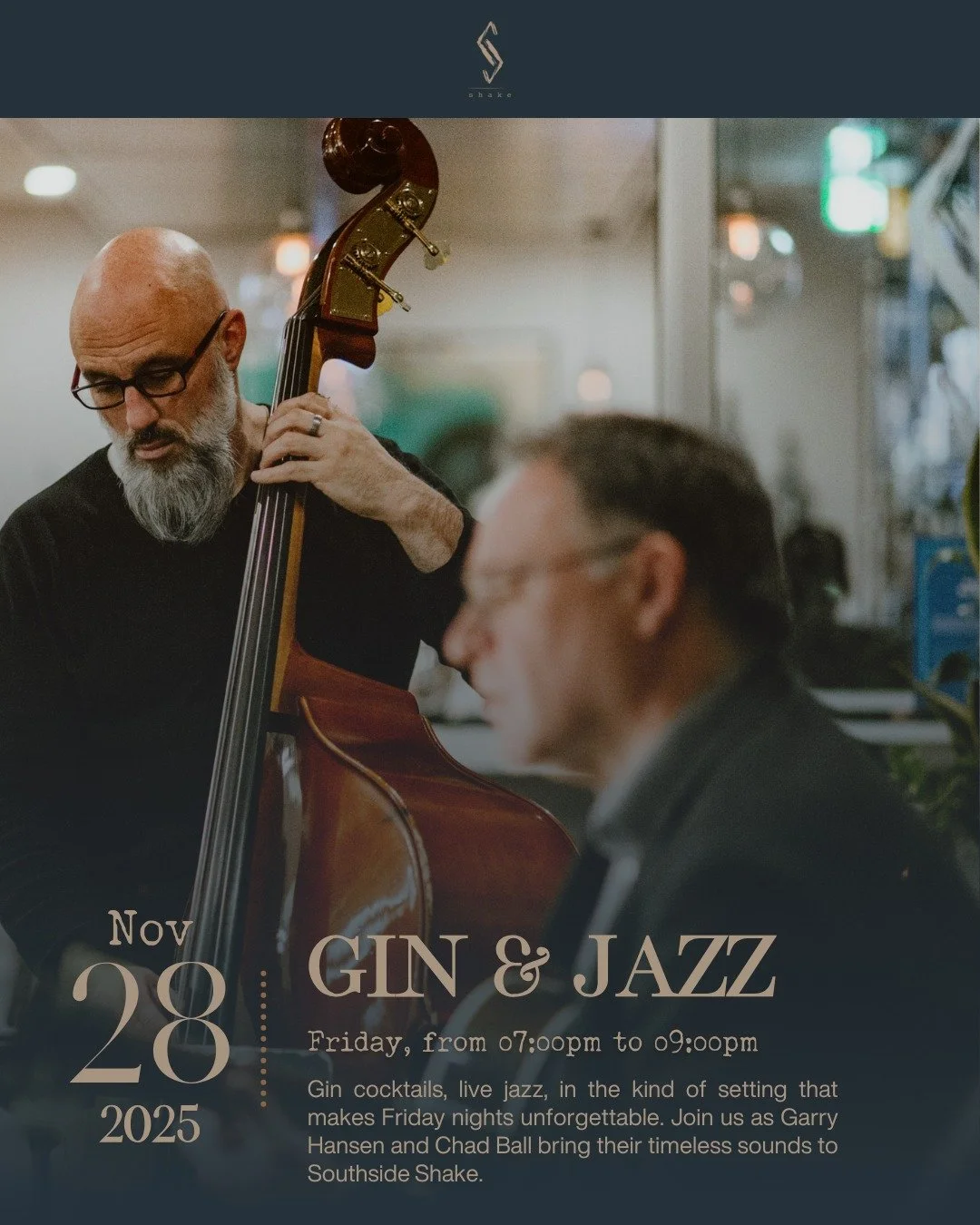Friday nights are made for this. 🎵🍸 

Tonight we're hosting Garry Hansen and Chad Ball from 7-9pm, the perfect way to kick off your weekend with live jazz and exceptional gin.

Bring someone who needs to unwind. Or come solo and let the bartenders 