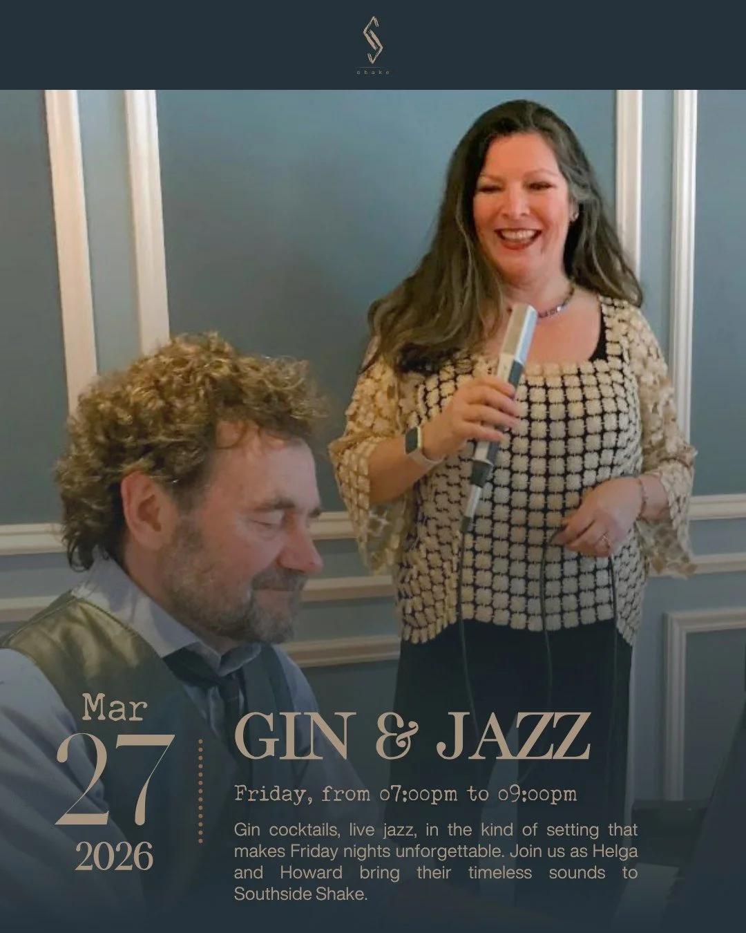 🎷🌙 Join us tonight for an unforgettable evening of gin &amp; jazz with the amazing Helga and Howard! 🍸✨

Don&rsquo;t miss out on the perfect blend of smooth tunes and expertly crafted cocktails! 

#SouthsideShake #FrederictonCocktails #GinAndJazz 