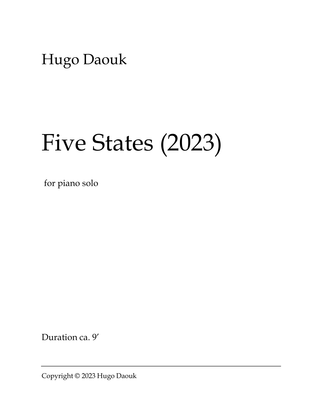 Five States/ Fünf Zustände (2023)