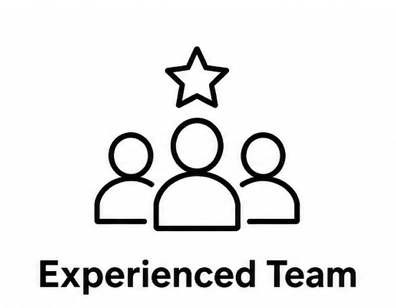 Icon of three people with a star above them, labeled 'Experienced Team'.