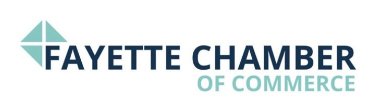 Fayette Chamber of Commerce logo with a teal and navy blue emblem and text