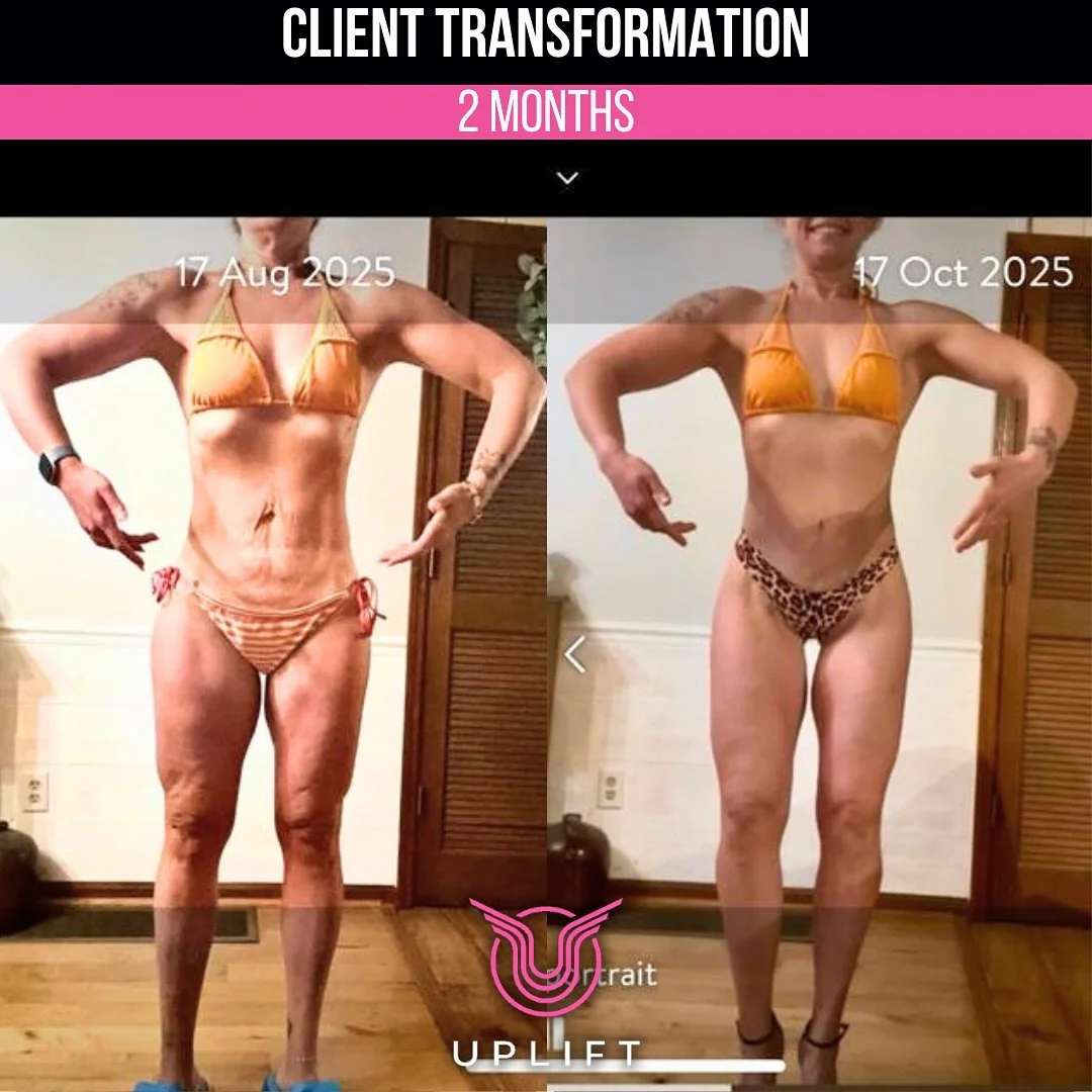 We have our first figure competitor on Team Uplift! 💪🎉 When Tracy came to me her former plan had low calories and high cardio so I put her on a reverse diet to help her body intake more calories to increase her metabolism and allow her to gain musc