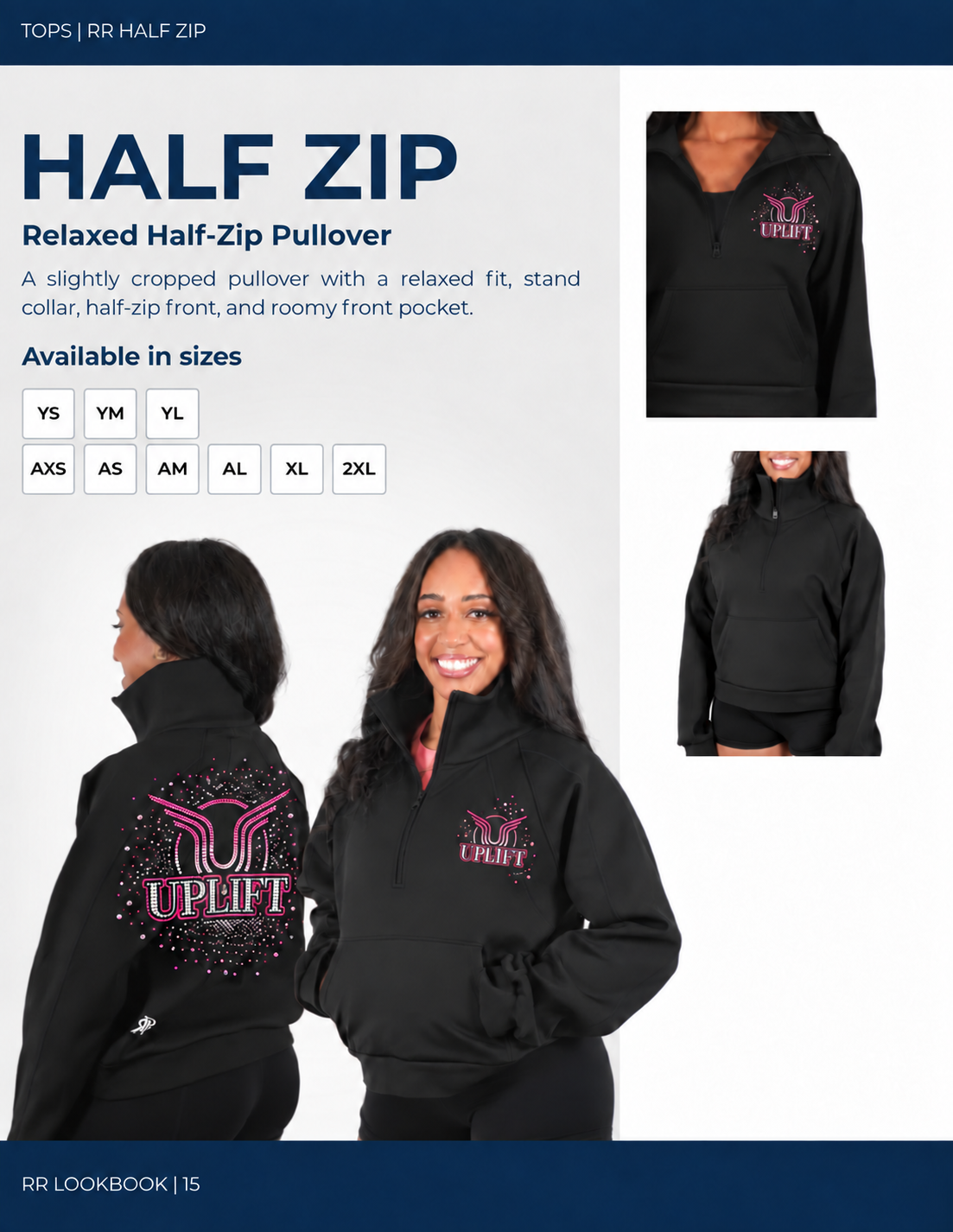 Uplift Rhinestone RR 1/2 Zip