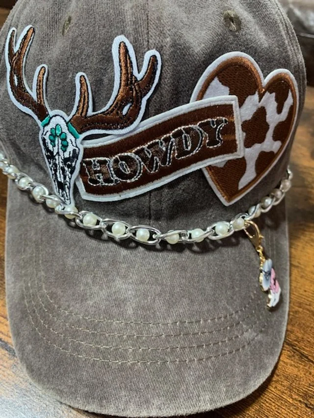 Howdy Western Cow Print Baseball Hat