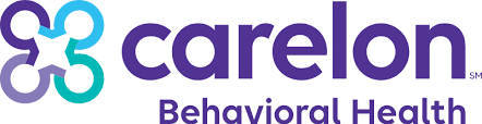Carelon Behavioral Health logo with interconnected abstract figures in teal, purple, and gray.