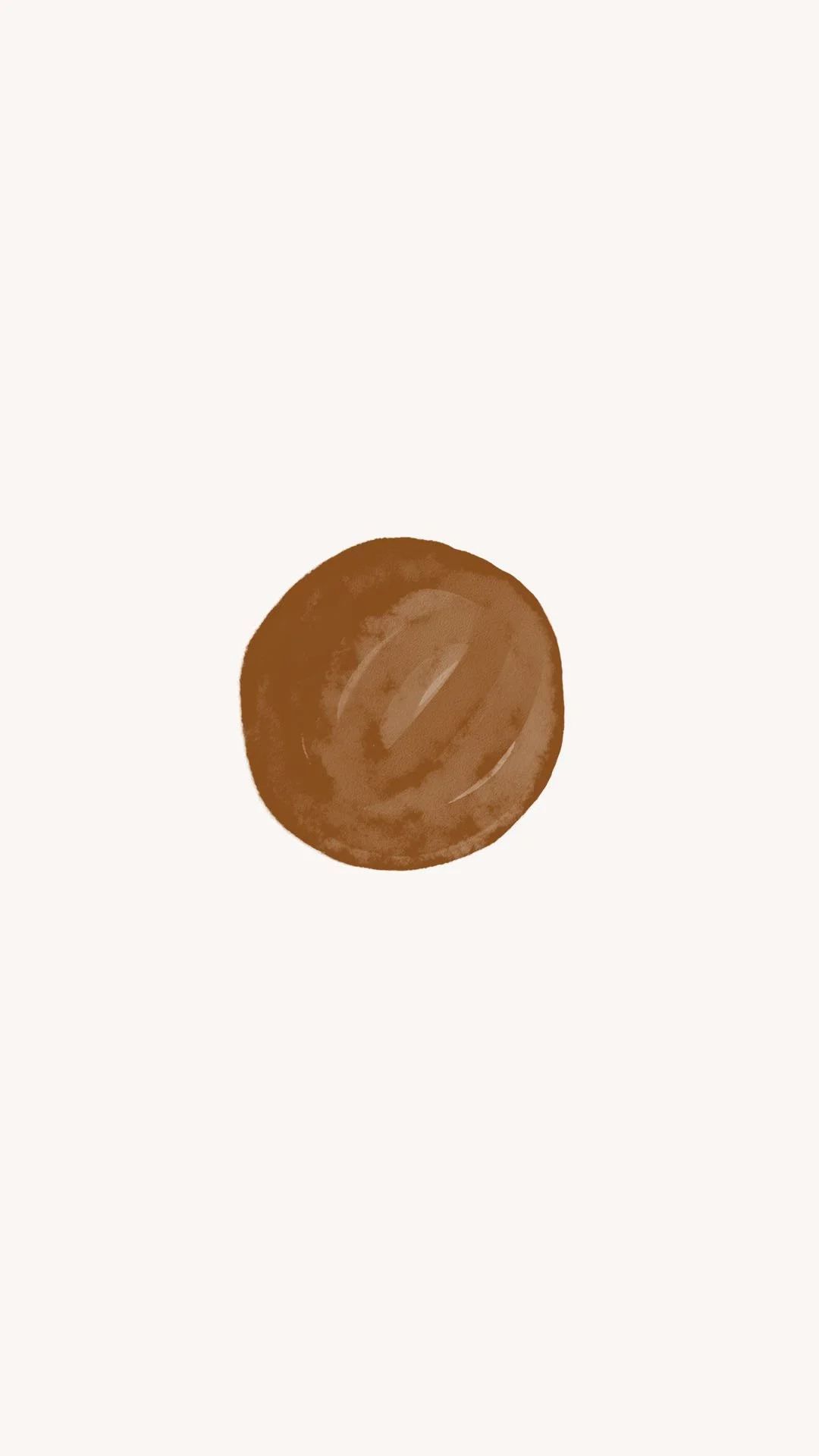A digital illustration of a brown circular object, resembling a chocolate or cookie, on a white background.