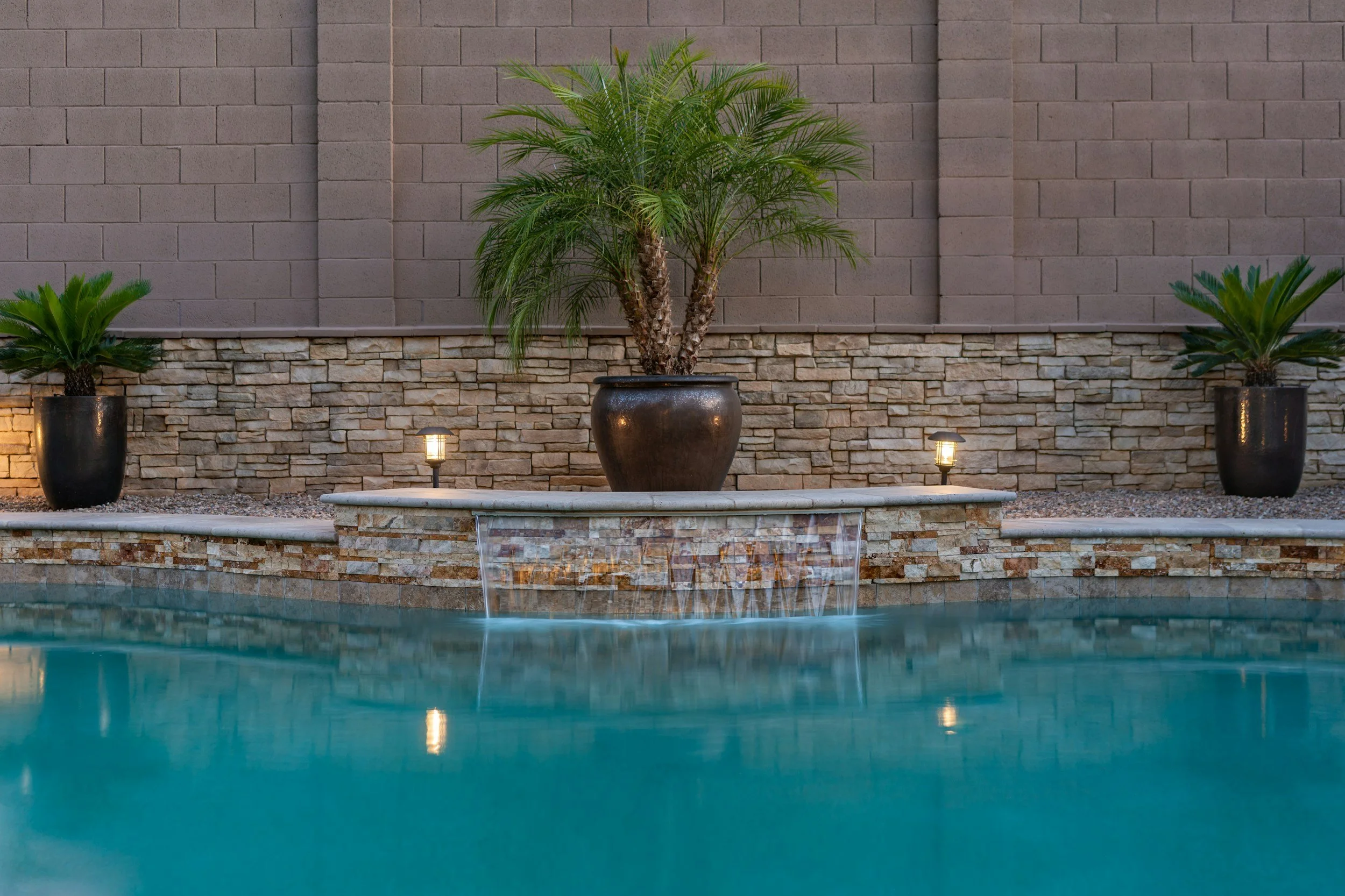 backyard landscaping and water feature design in east valley chandler arizona