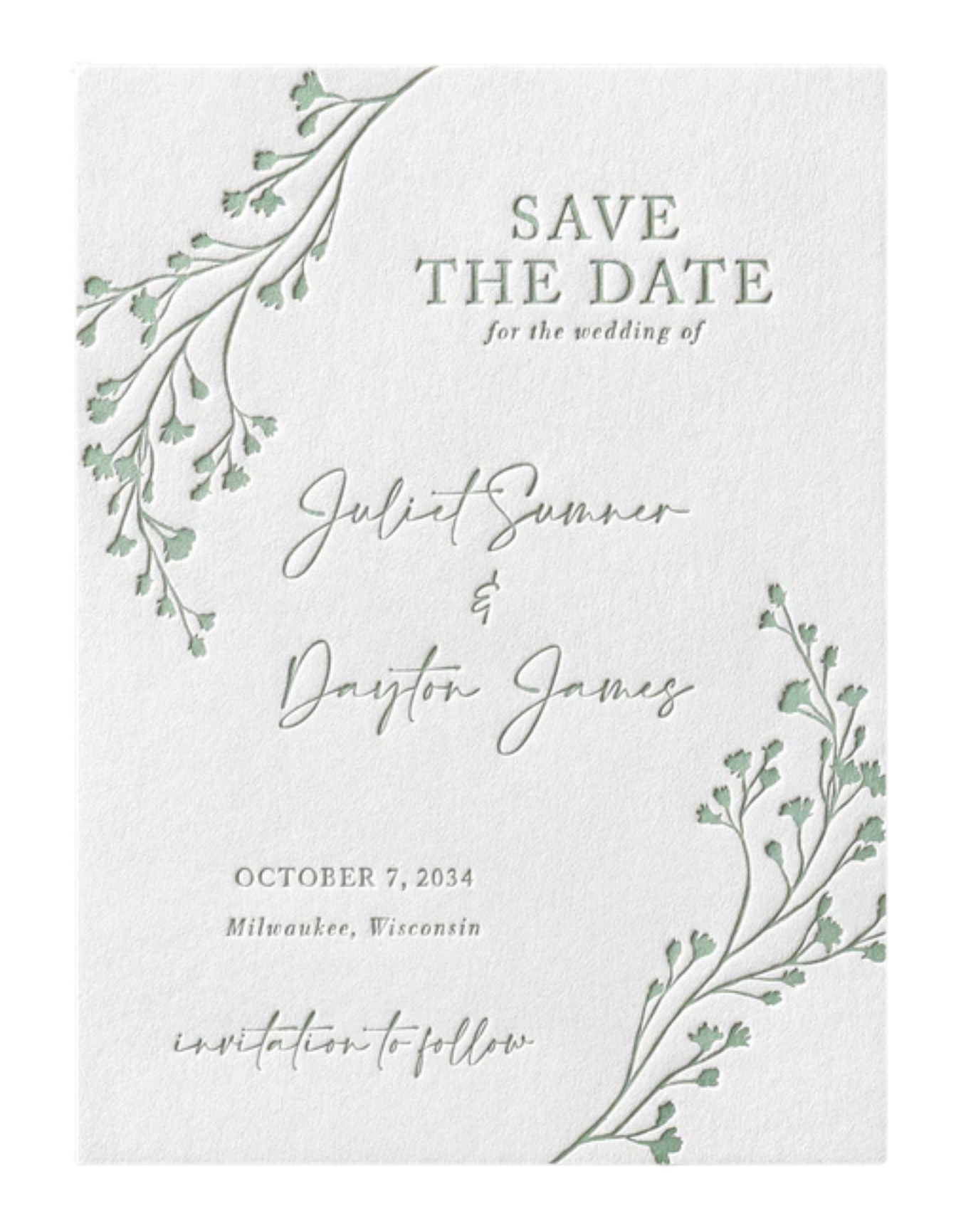 Save the date wedding invitation, with a floral design.