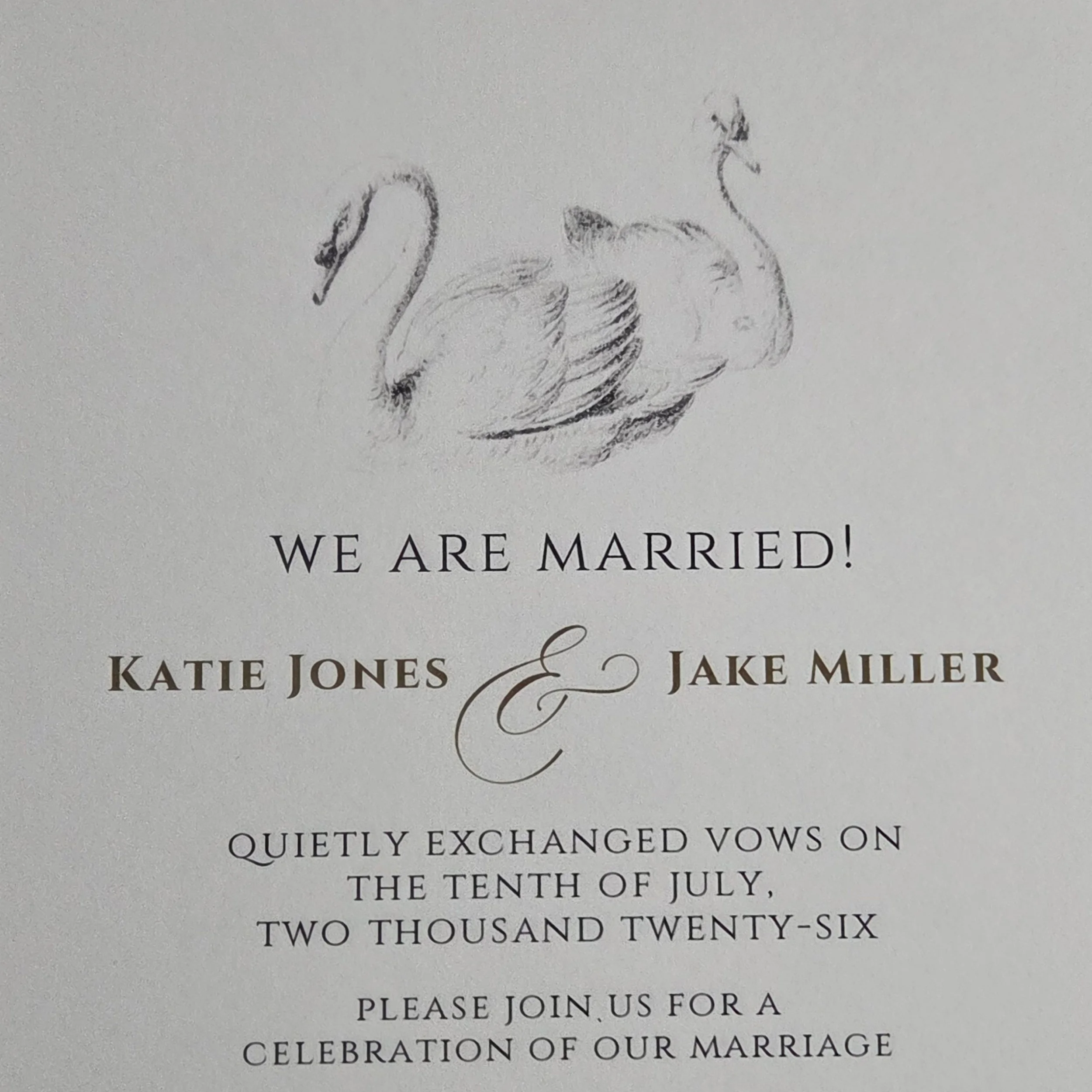 We're Married Elopement Announcement