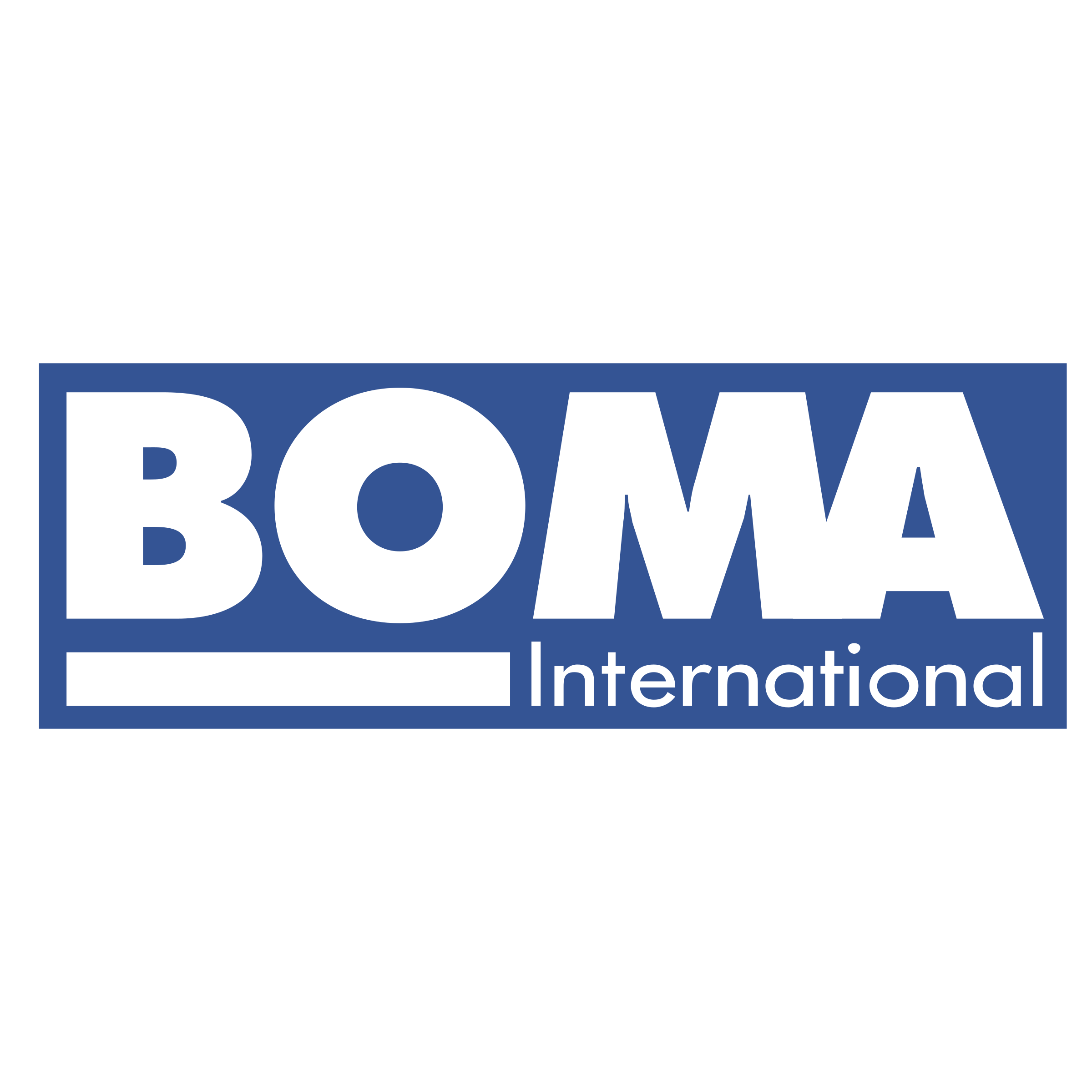 BOMA International logo with bold white letters on a blue background.