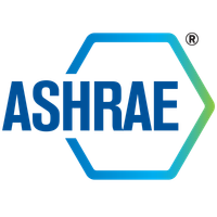 Logo of Ashrae with a hexagonal shape and a green arrow