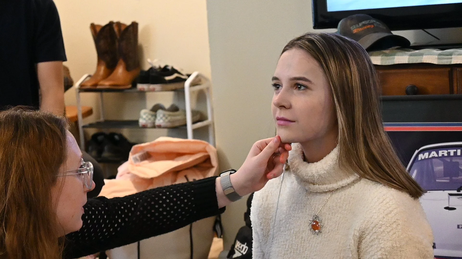 SFX Artist Kayla Tidy and Nicole Cozzolino on location filming The Spirited Mind of Harry T. Edward. (spring 2024) Photo by Noah Brecht 