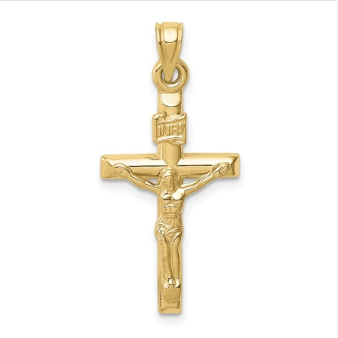14k Hollow Crucifix Pendant