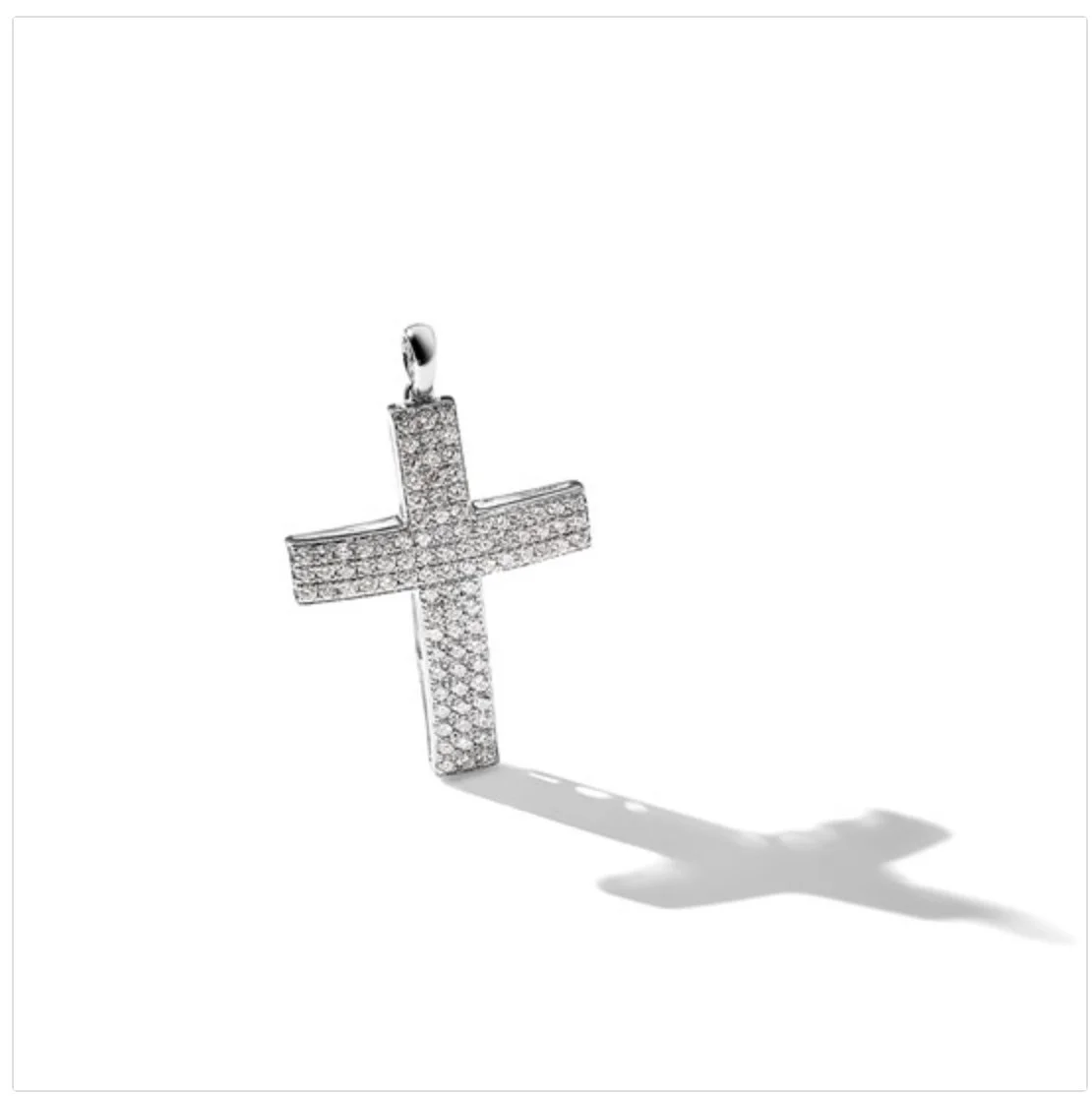 14k White Gold 1 carat Natural Diamond Latin Cross Pendant