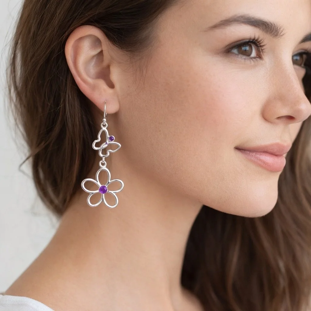 I think most of us are missing the butterflies and flowers. 😔🦋
🩷To help with the winter blues we are doing a sale on these beautiful sterling silver natural amethyst butterfly &amp; floral earrings! 🩷
✨🌸For $222.00 you can rock these beautiful e