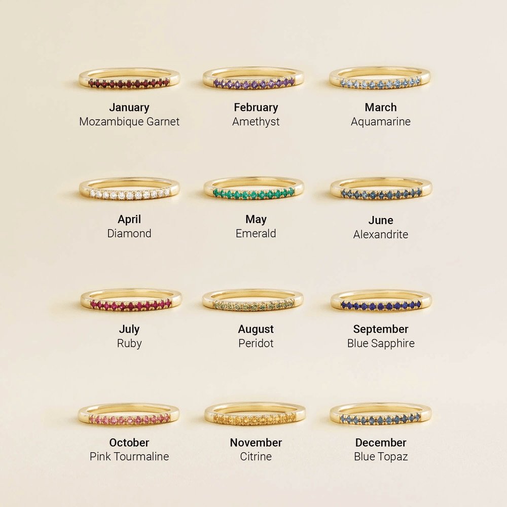 12 months. 12 stones. Endless meaning. 💎

From January to December, every birthstone tells a story&mdash;your story. Stack them to represent birthdays, anniversaries, loved ones, or moments you never want to forget.

One ring is beautiful. A stack i