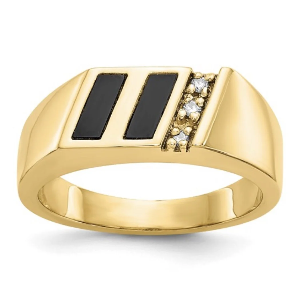 Men's 14k Gold Onyx and Diamond ring