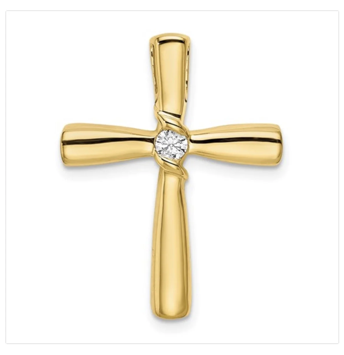 14k Polished 1/10 carat Diamond Cross Chain Slide
