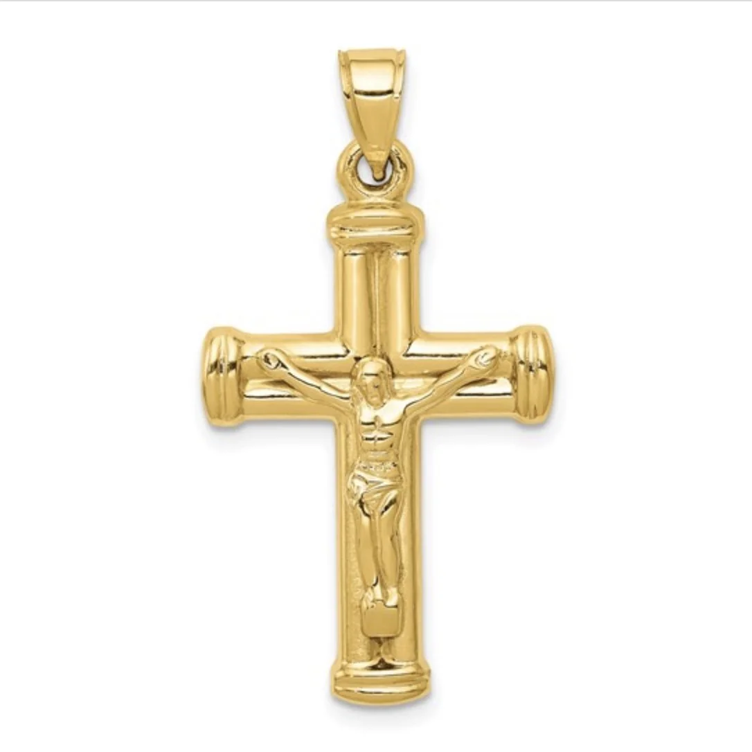 14K Hollow Crucifix Reversible to Cross Pendant