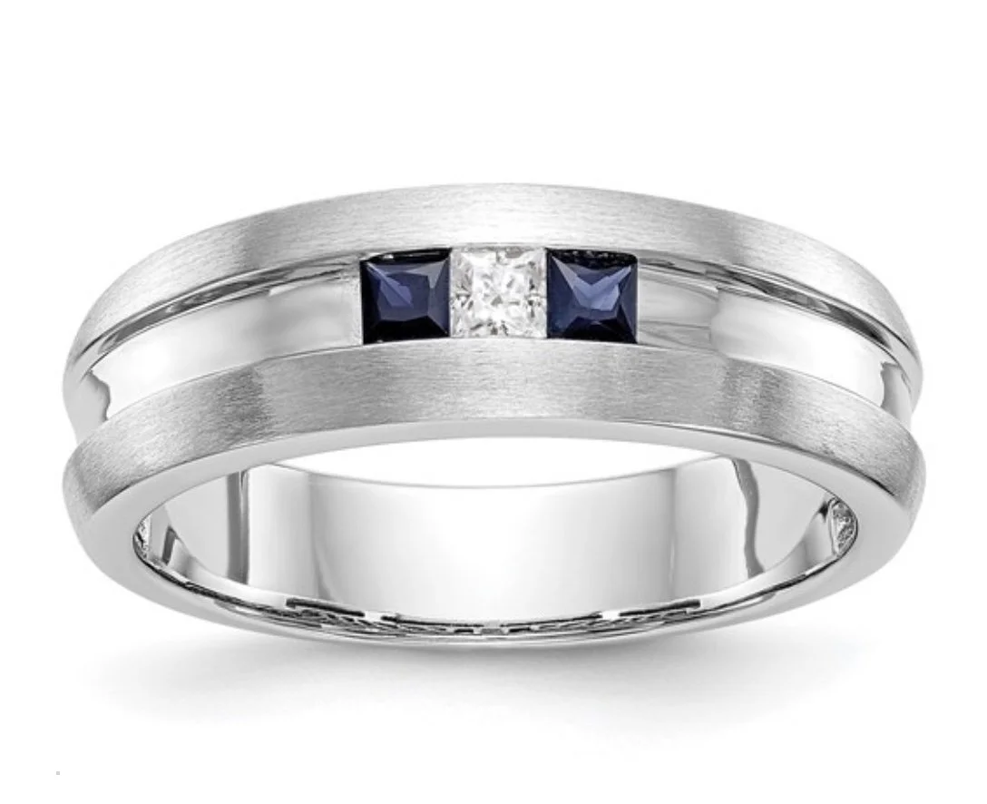 Men's Diamond and Sapphire Ring