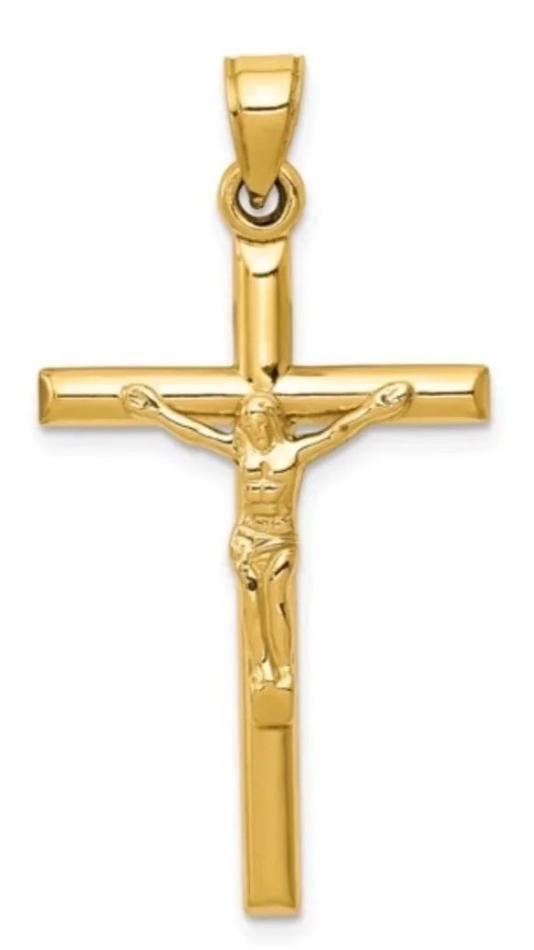 14k Hollow Crucifix Pendant