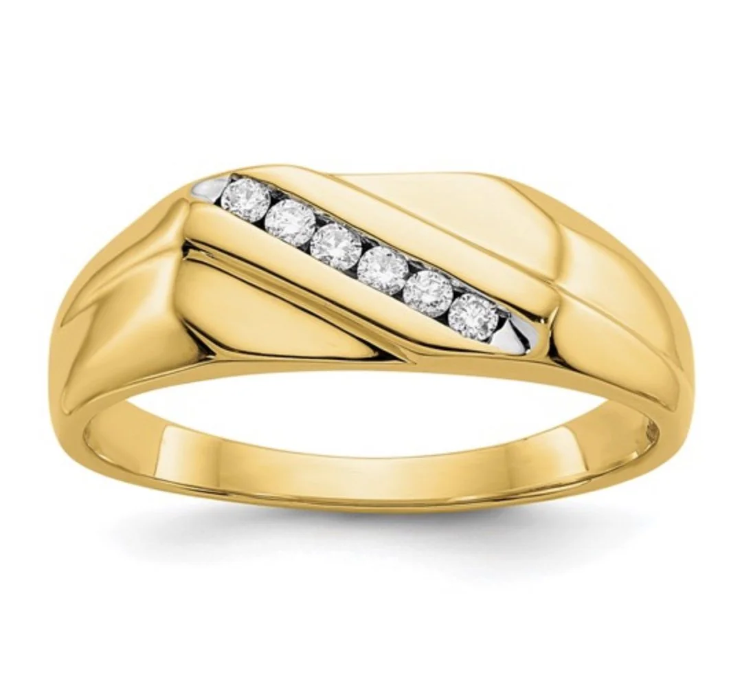 14k 1/8 carat Diamond Mens Ring