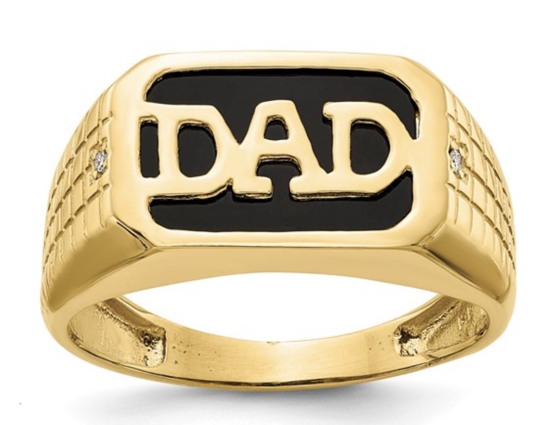 14k Rectangle Onyx and VS Diamond Mens DAD Ring