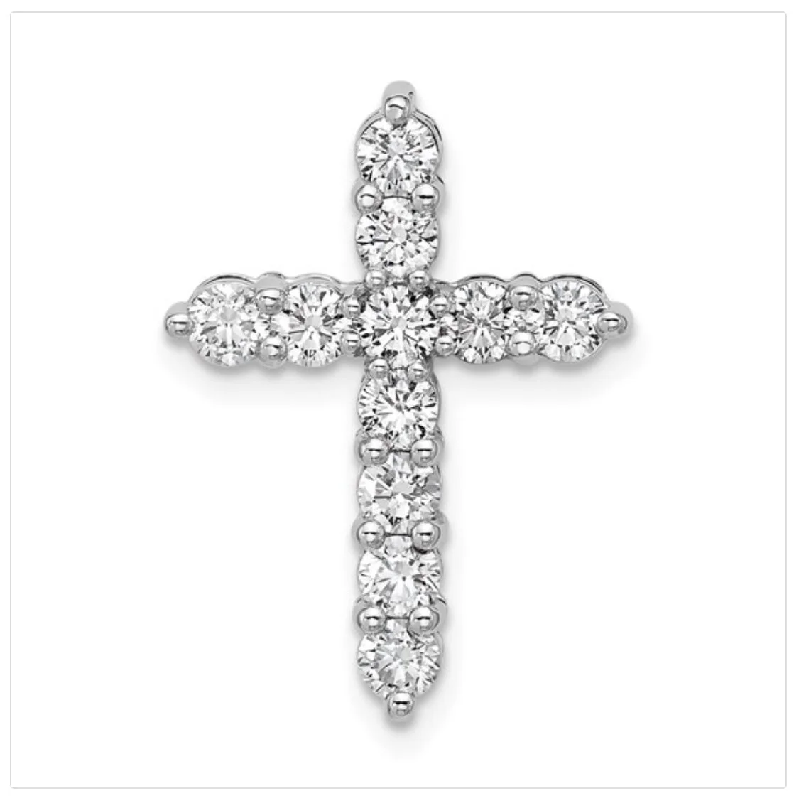 14k White Gold 1 carat Lab Grown Diamond VS+ F+ Complete Cross Chain Slide Pendant