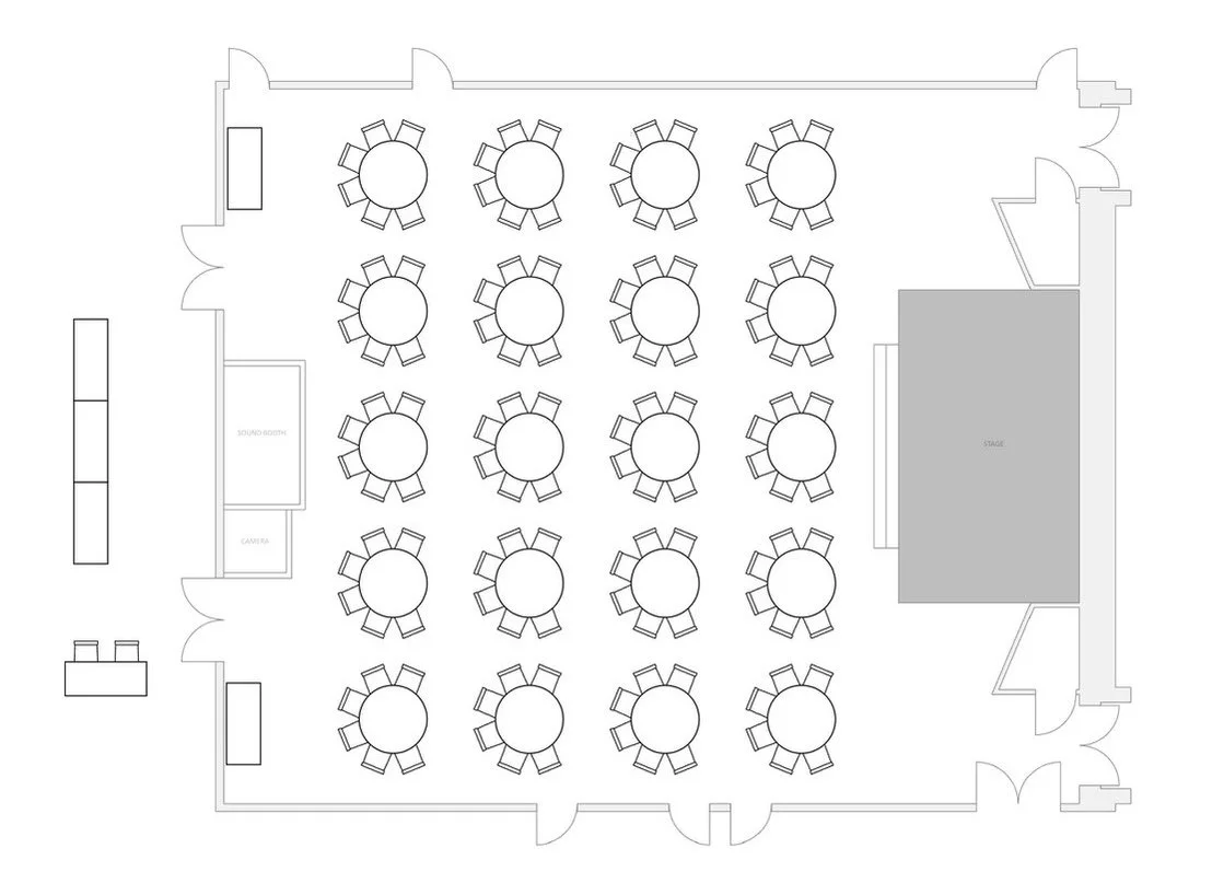 Theater - Half Rounds (120 ppl)