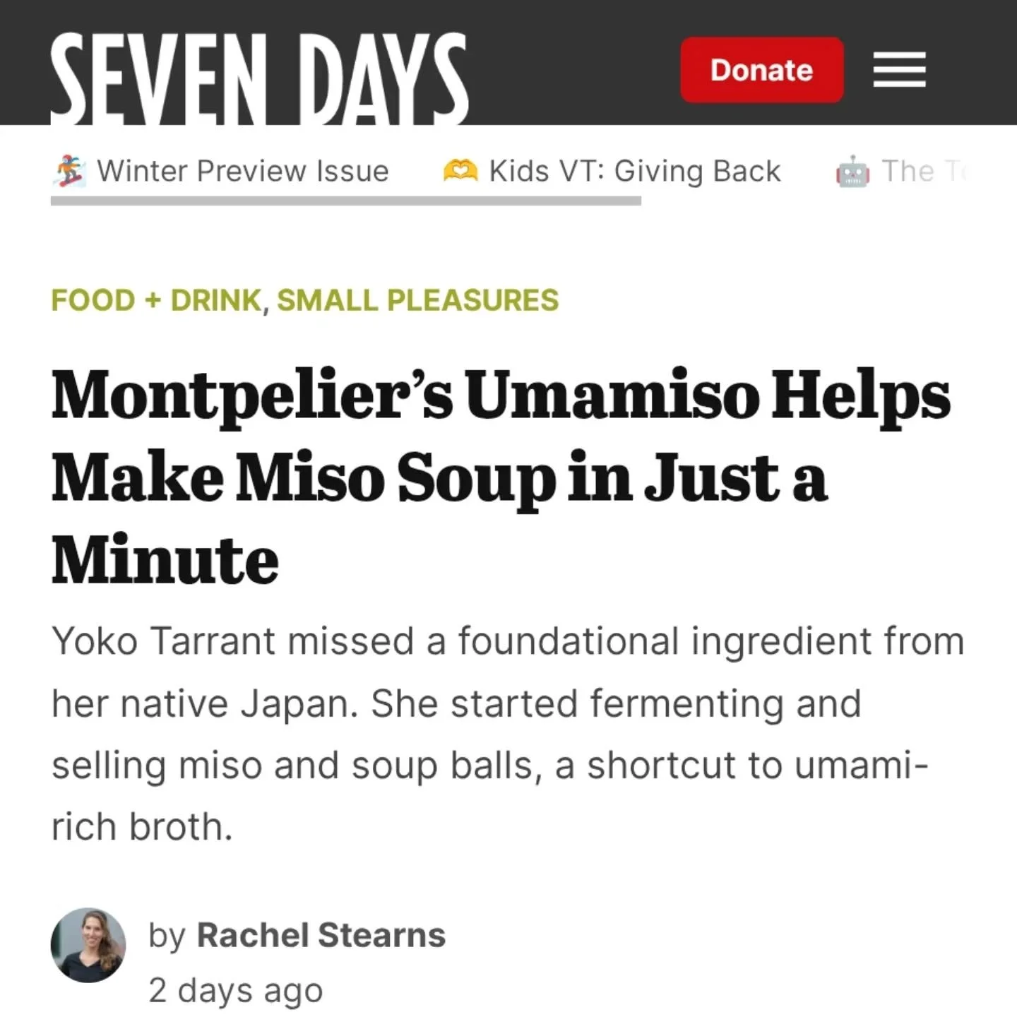 It was an honor to be interviewed and featured on @sevendaysvt ✌️

Grab a print copy and you can also find the link to the article on our bio 🔗