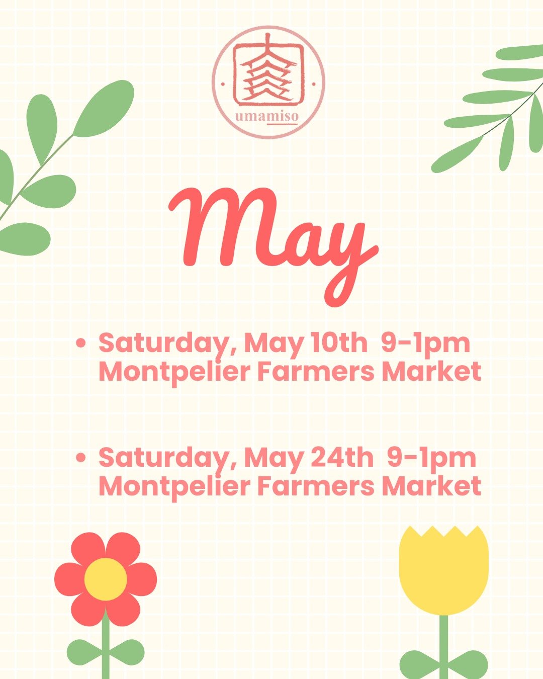 We are excited to announce our 2025 summer/fall market days!

We'll be at the @montpelierfarmersmarket every 2nd and 4th Saturday except July.

We'll also be at the @bfmvermont on the first Saturday from July to October!! (7/5, 8/2, 9/6, 10/4)

Don't