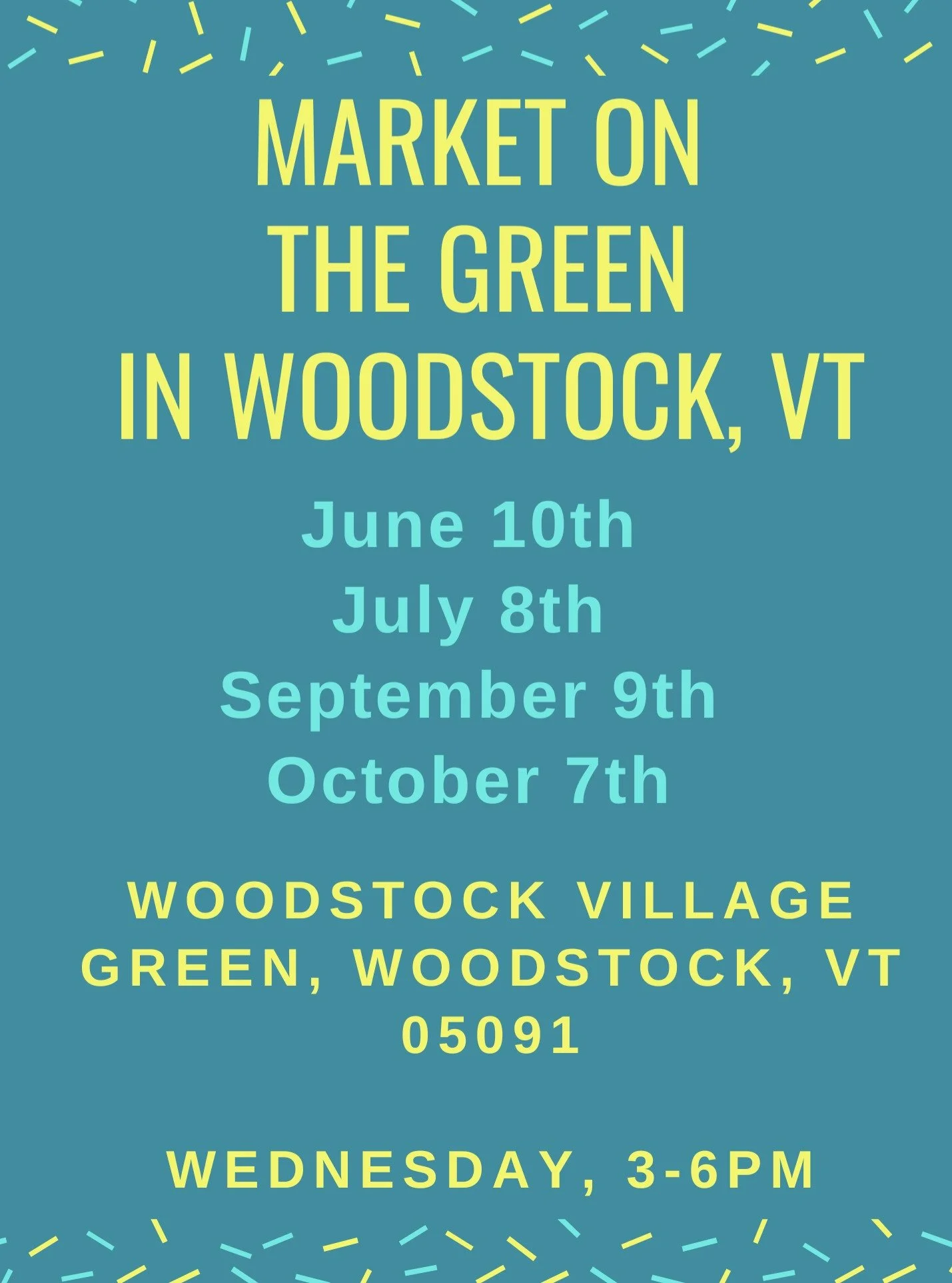 Hi everyone!

We have an exciting announcement! 🔥

We'll be joining the @marketonthegreenvt this summer on June 10th, July 8th, September 9th and October 7th from 3-6pm!👏

The market will be held across the street from the @woodstock.inn.

Come che