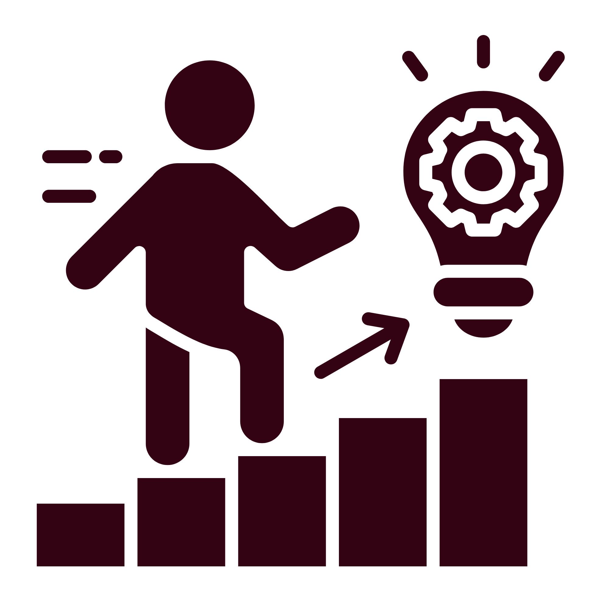 A simplified illustration of a person reaching out to press a gear icon, representing technical support or process management.
