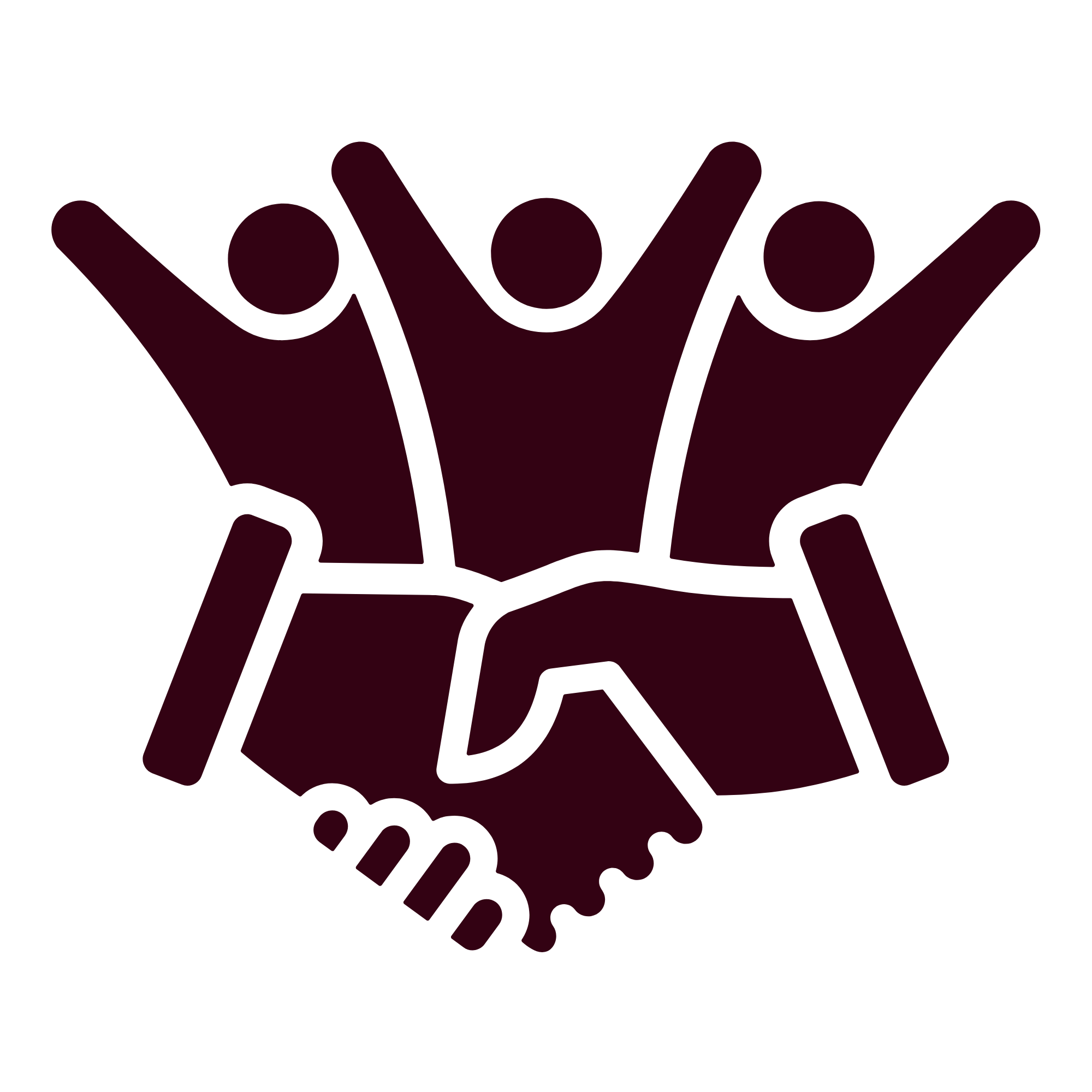 Illustration of hands shaking, symbolizing unity and partnership, with a dark background.