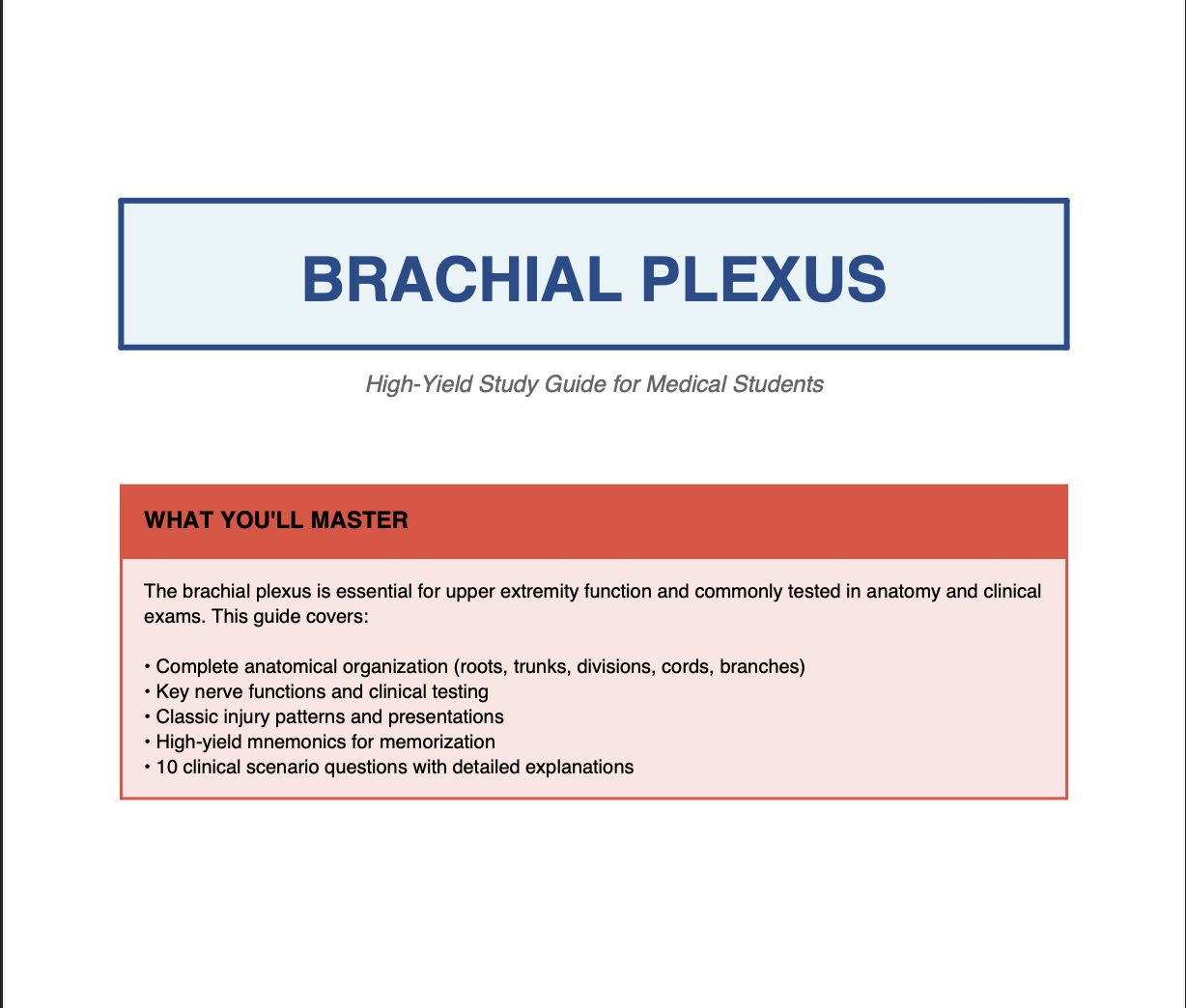 Brachial Plexus: High-Yield Anatomy & Injury Guide